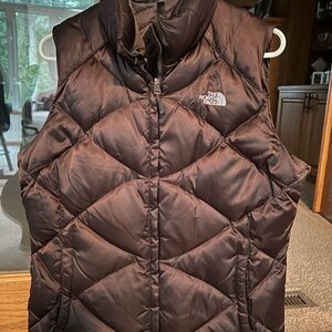 The North Face Dark Brown Puffer Quilted Vest